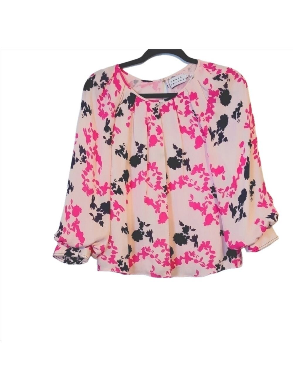 Tanya Taylor Pink Abstract Print Silk Blouse Size 4